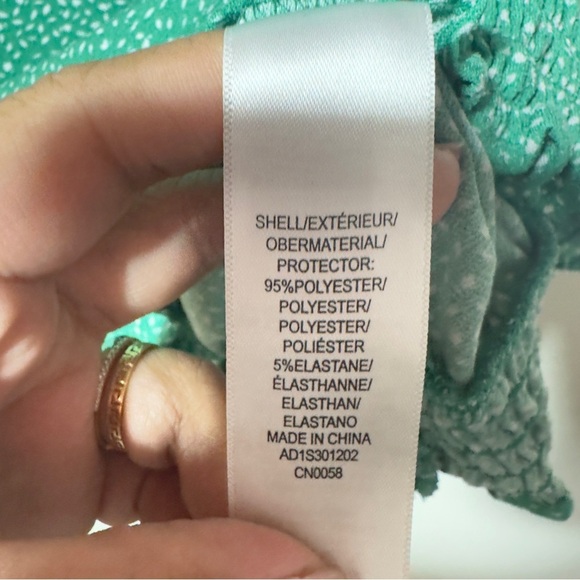 Adrianna Papell Butterfly Sleeve Leaf Print Top Green Women Size S - Picture 7 of 8